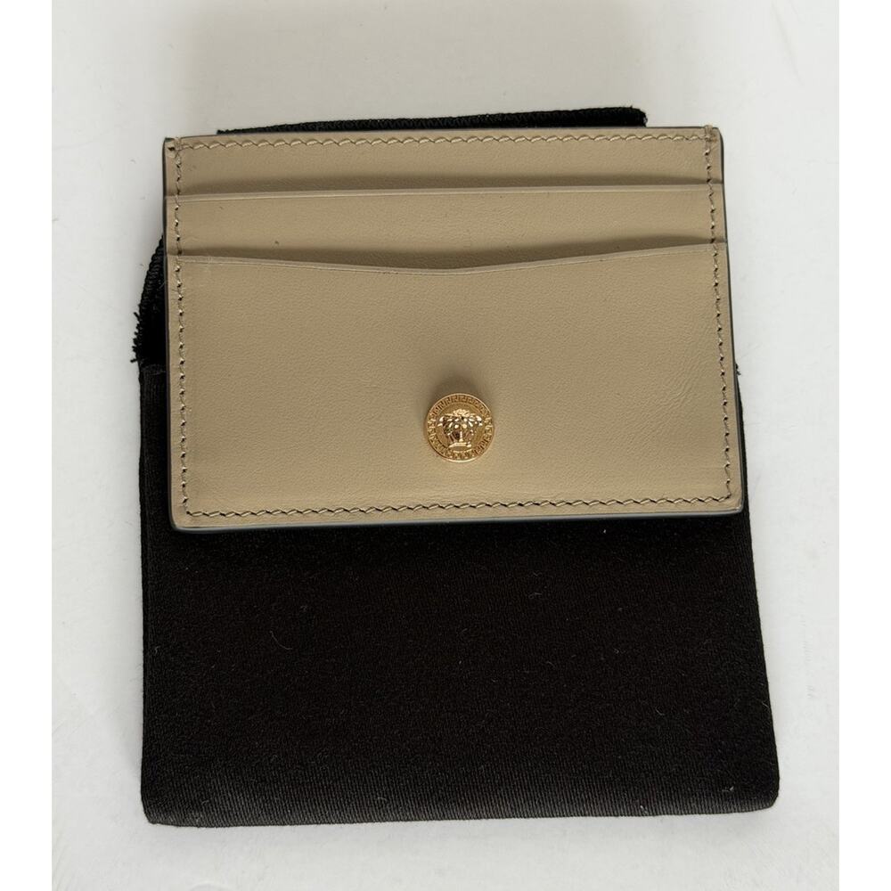 Versace Medusa Head Brown Calf Leather Card Case Wallet 1013363 Italy NIB